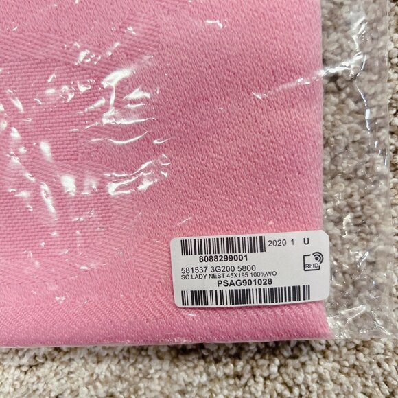GUCCI Pink GG WOOL JACQUARD Logo Scarf Womens Size 45 cm x 195 cm - New - Auth - Picture 3 of 11